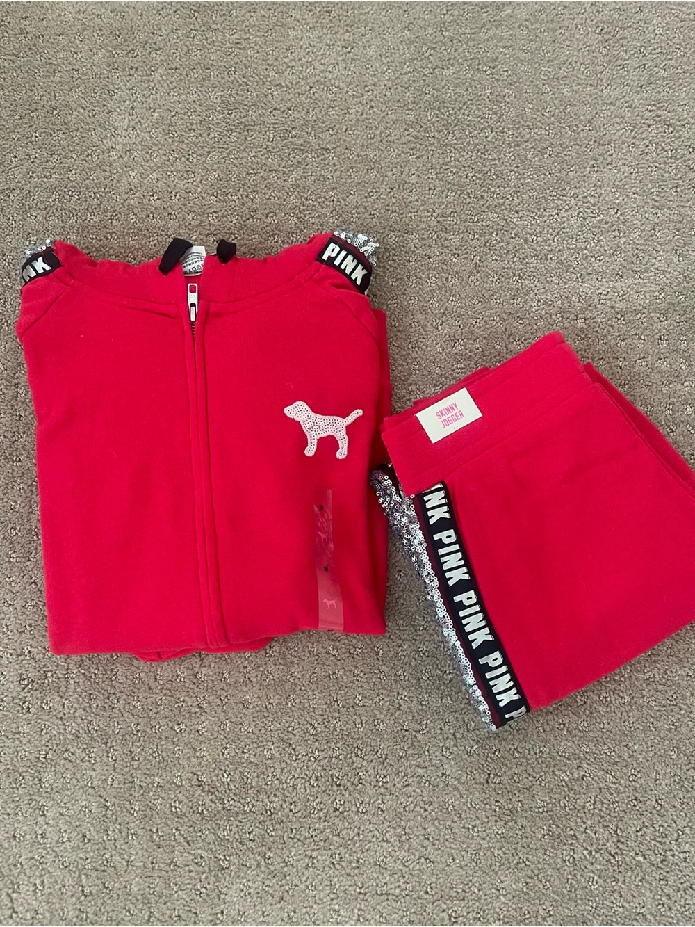 PINK Victoria's Secret Red Skinny Jogger with Branded Trim